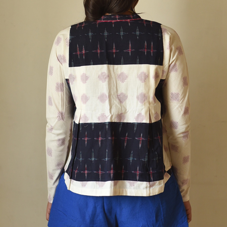 shop Ikat Handloom Black & Off White Top