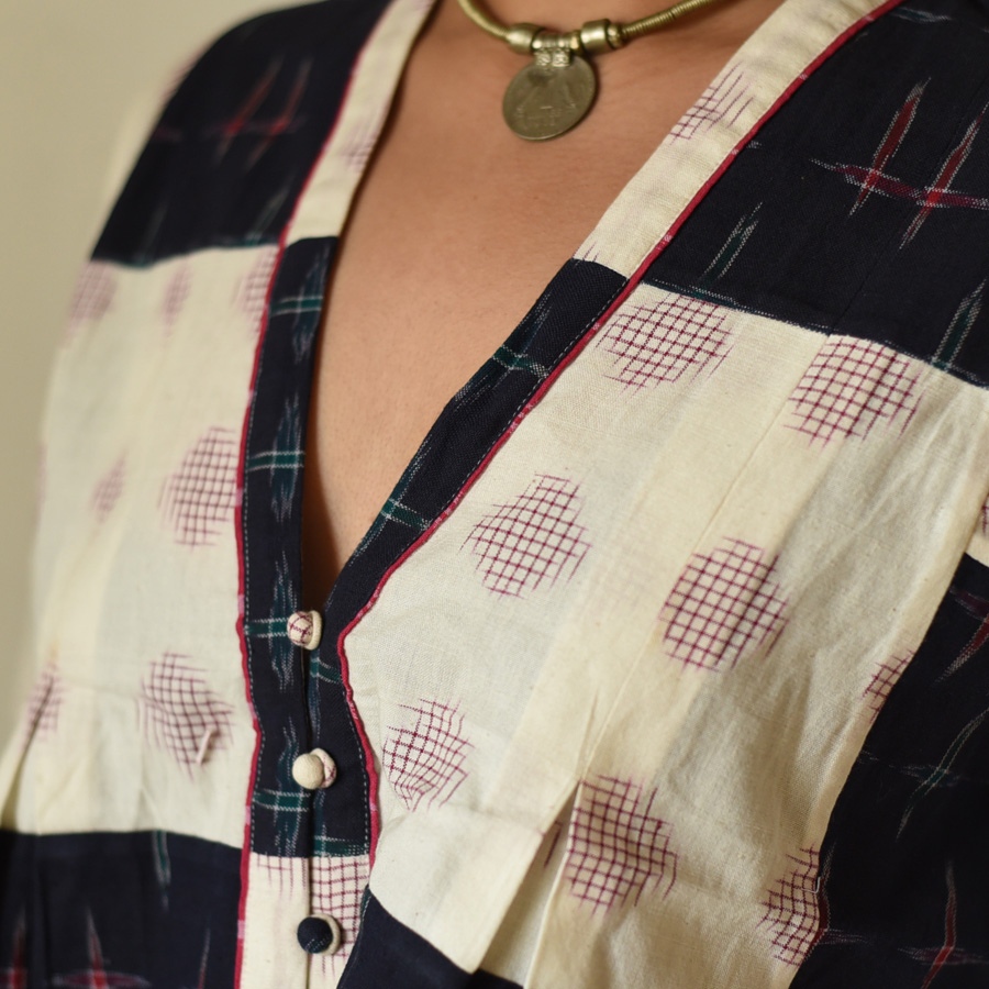 shop Ikat Handloom Black & Off White Top