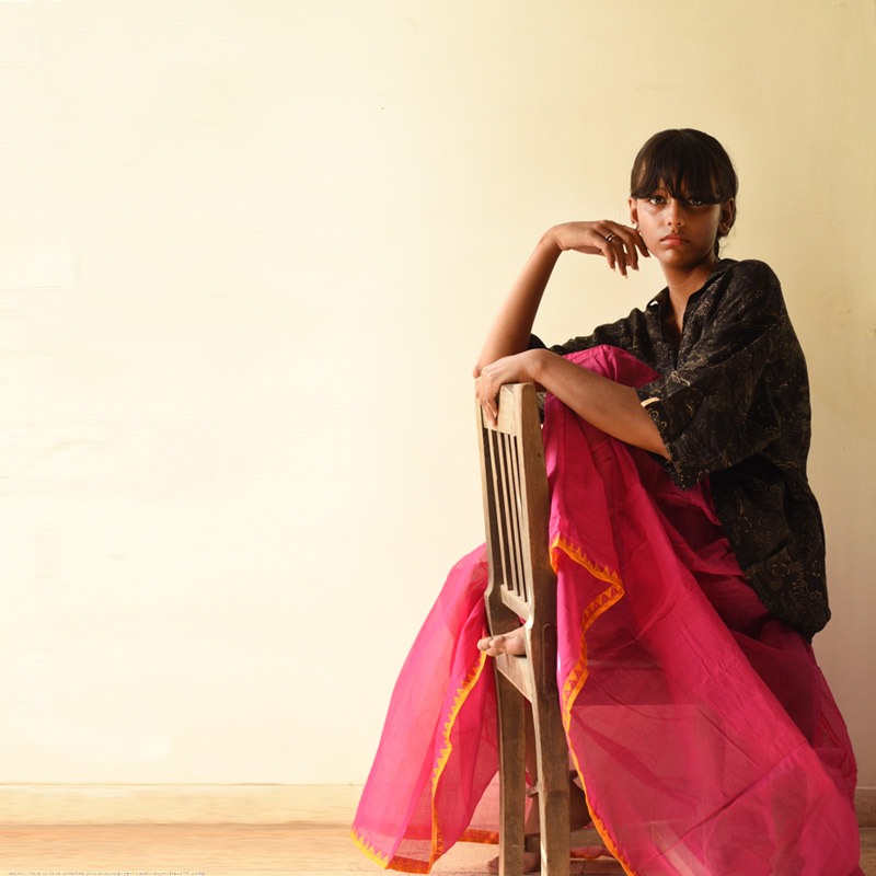 Loom & Light - Handloom Cotton Skirt ~ Pink