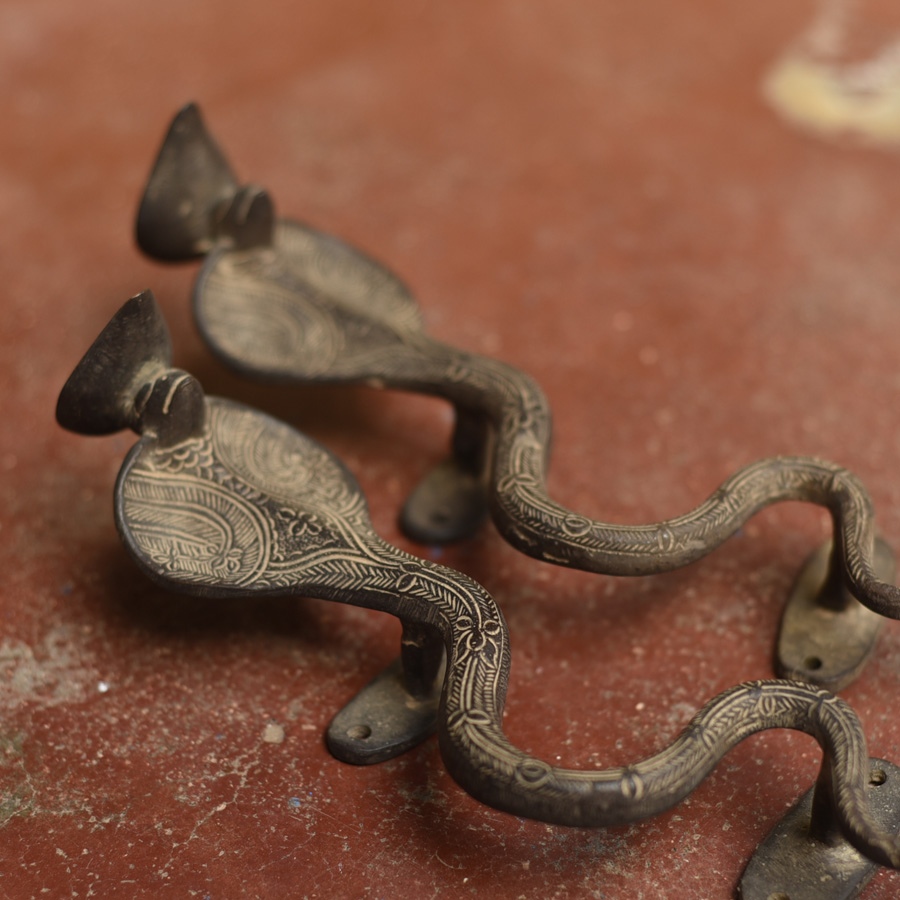 Shop Antique from Khajuraho Brass Door Handles - Snake