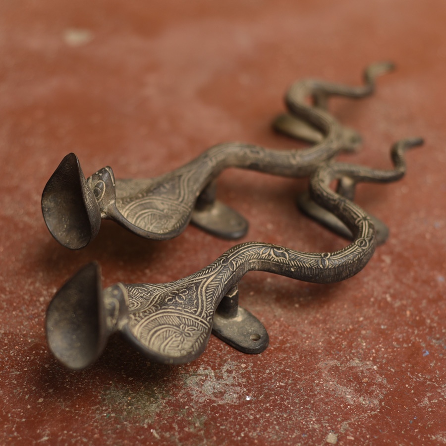 Shop Antique from Khajuraho Brass Door Handles - Snake