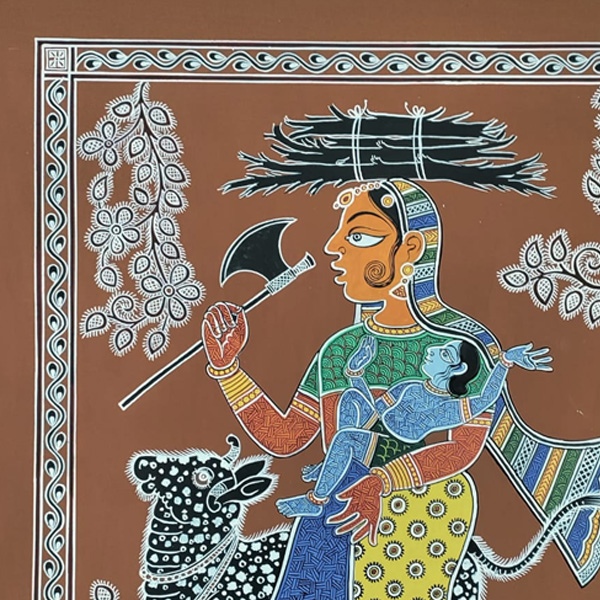 shop Mandana Art - Painting ~ Bal Krishna With Nandi (