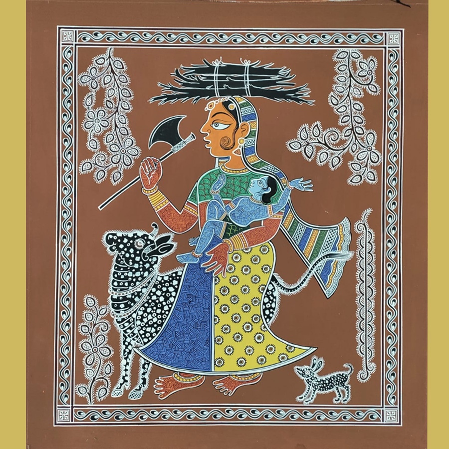 shop Mandana Art - Painting ~ Bal Krishna With Nandi (