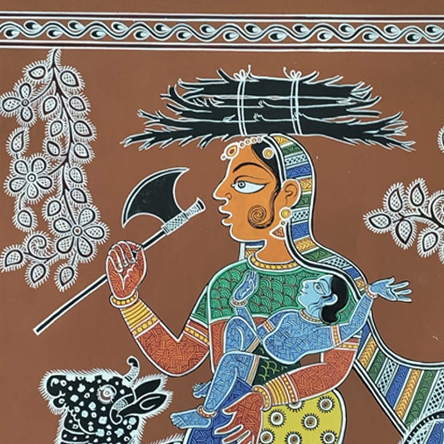 shop Mandana Art - Painting ~ Bal Krishna With Nandi (