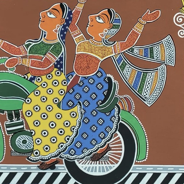 shop Mandana Art - Painting ~ Bike Rider ( 16 x 20 inch)