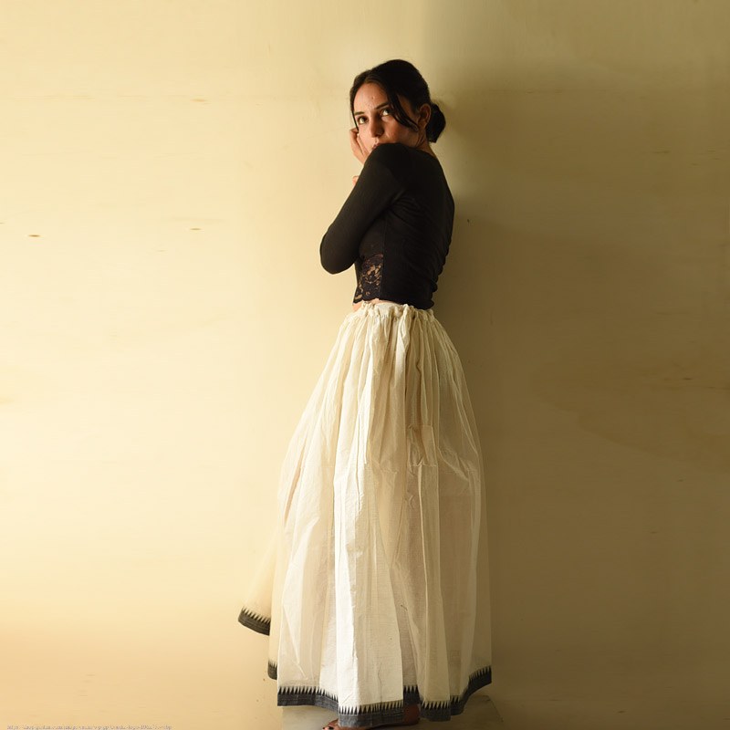 Loom & Light - Handloom Cotton Skirt ~ White