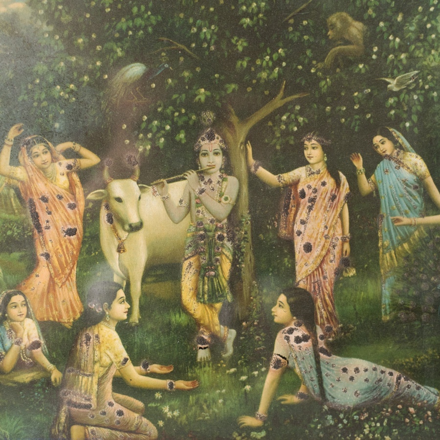  Indian Antique Print - Bansi Nad by Vasudev Pandya