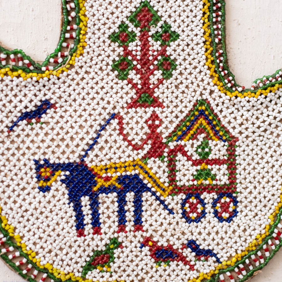 Handmade Antique Bead Work  ~ Fan - Horse Cart