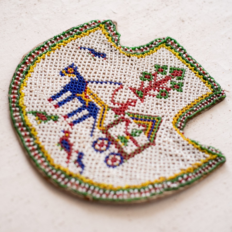 Handmade Antique Bead Work  ~ Fan - Horse Cart