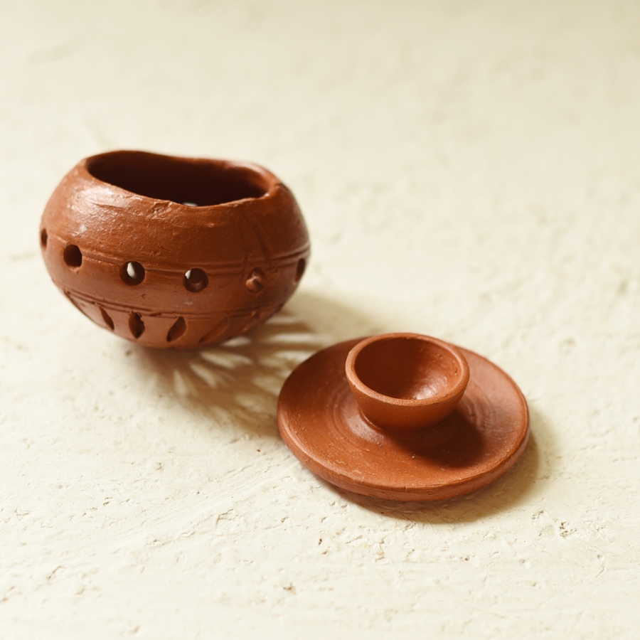 Shop Terracotta Handmade Round Lampshade With Tea Light Holder