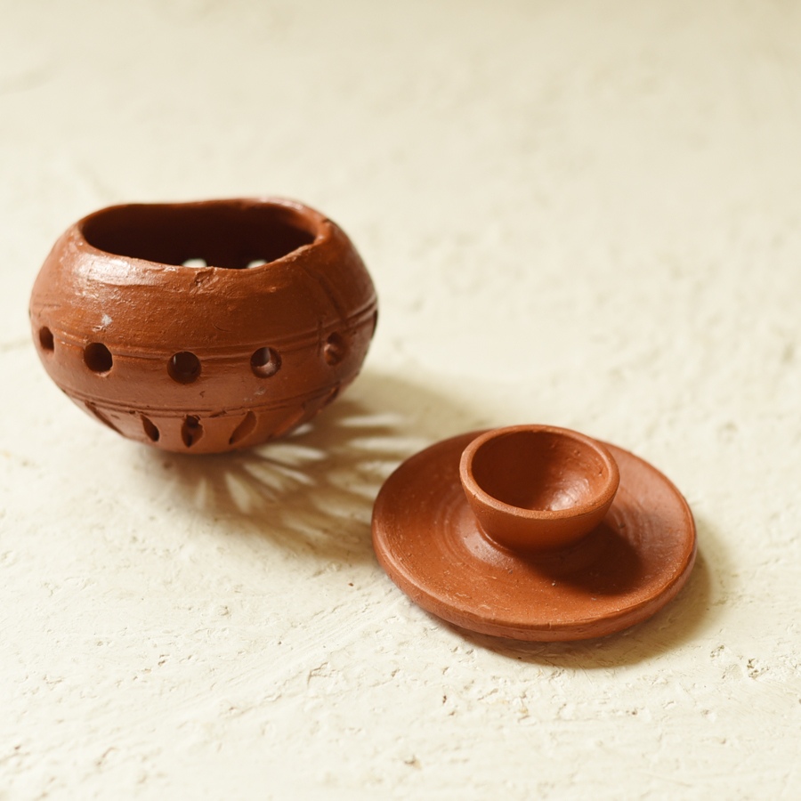 Shop Terracotta Handmade Round Lampshade With Tea Light Holder