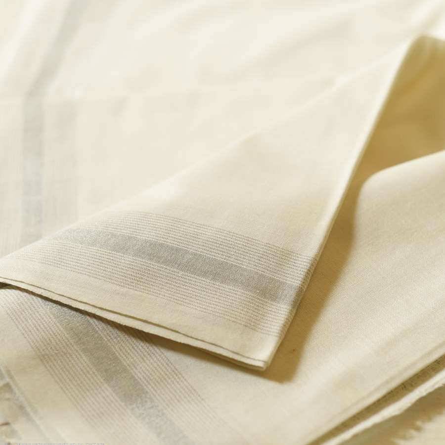 Handloom Dhoti Khes - Off White with Orange Border