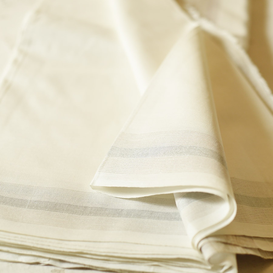 Handloom Dhoti Khes - Off White with Orange Border