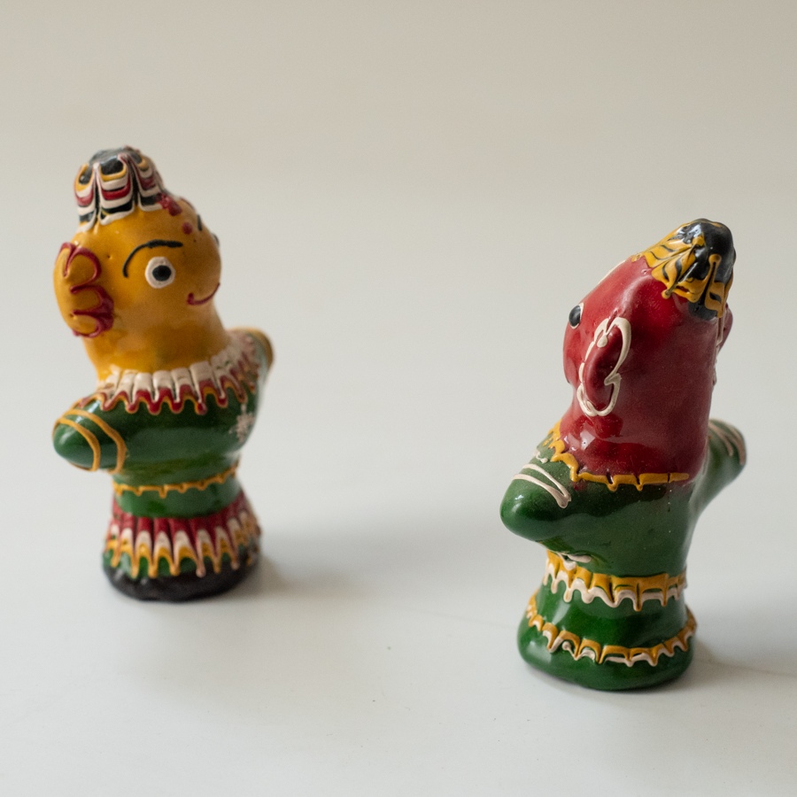 Shop Terracotta Handmade Lac-painted Terracotta Doll (Set of two) - B
