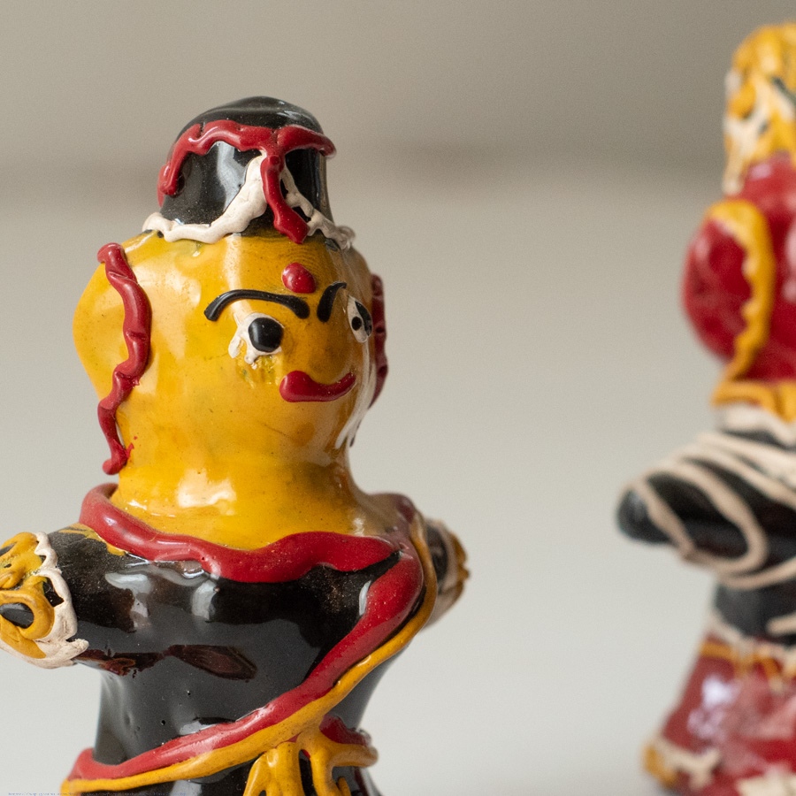 Shop Terracotta Handmade Lac-painted Terracotta Doll (Set of two) - Black