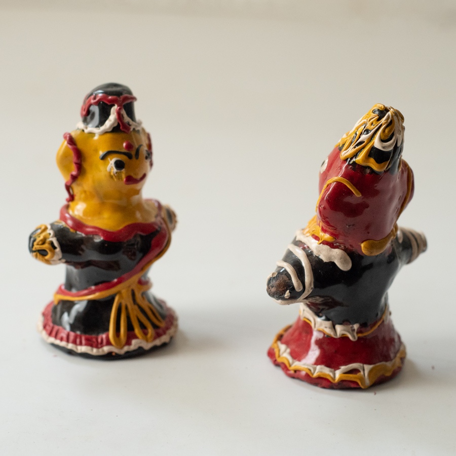 Shop Terracotta Handmade Lac-painted Terracotta Doll (Set of two) - Black