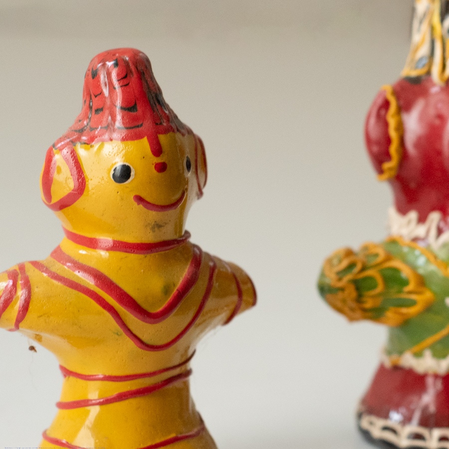 Shop Terracotta Handmade Lac-painted Terracotta Doll (Set of Two) - K