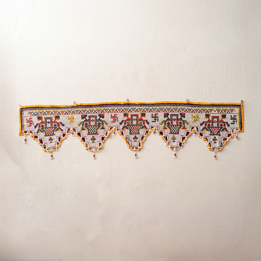 Saurashtra Bead Work - Old & Antique Wall Hanging - Hanging - Swastik Toran