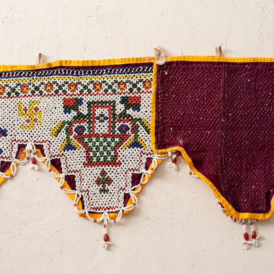 Saurashtra Bead Work - Old & Antique Wall Hanging - Hanging - Swastik Toran