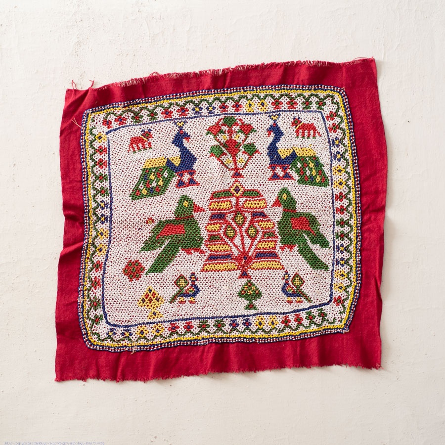 Saurashtra Bead Work - Old & Antique Wall Hanging - Chakda Perrot Motif