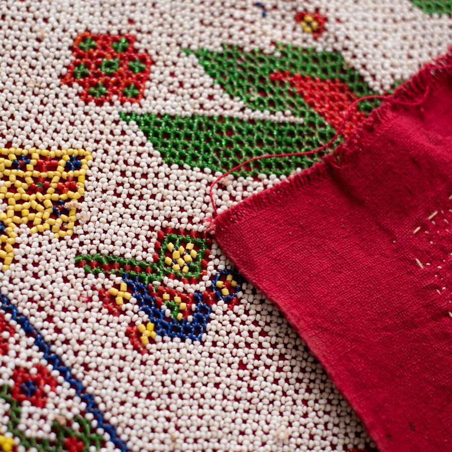 Saurashtra Bead Work - Old & Antique Wall Hanging - Chakda Perrot Motif