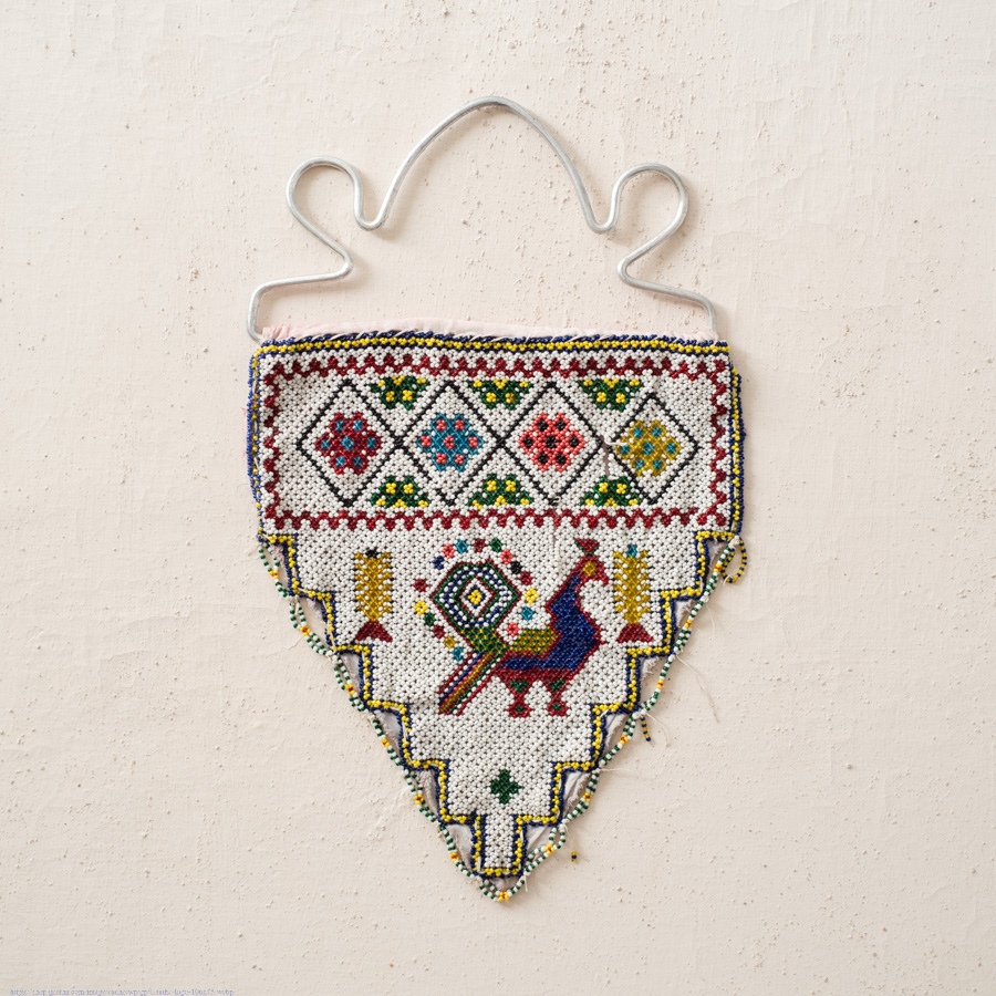 Saurashtra Bead Work - Old & Antique Wall Hanging - Peacock