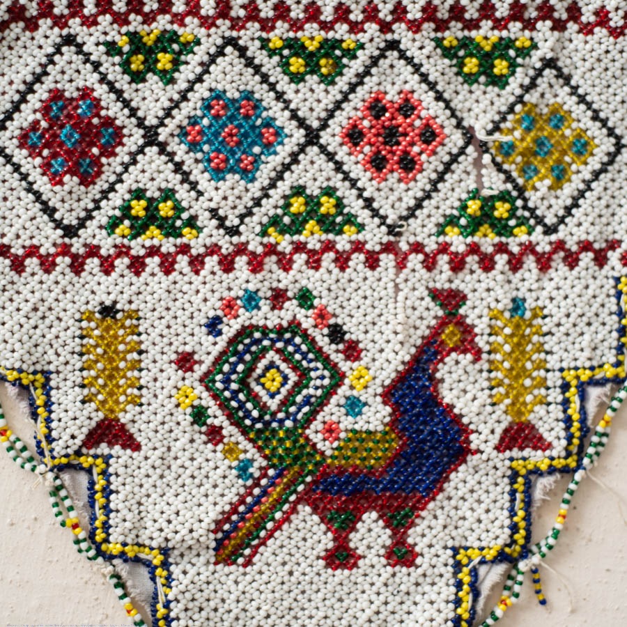 Saurashtra Bead Work - Old & Antique Wall Hanging - Peacock