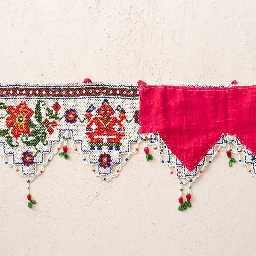 Old & Antique Wall Hanging - Ganesha & Hibiscus Flower Toran