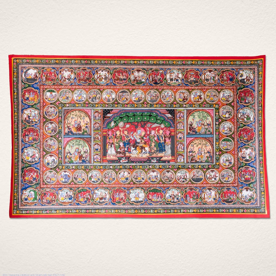 shop Pattachitra Traditional Krishna Lila Painting ~ Natural Colors