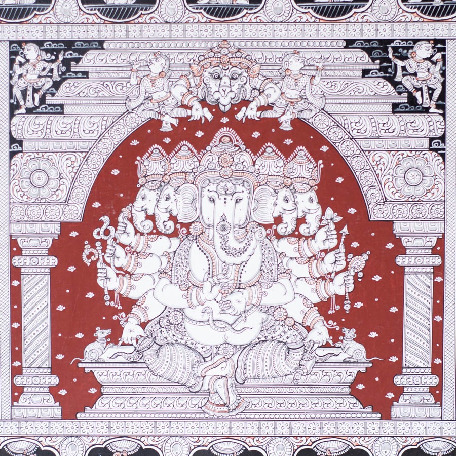 shop Traditional patachitra painting - Panchmukhi Ganesha