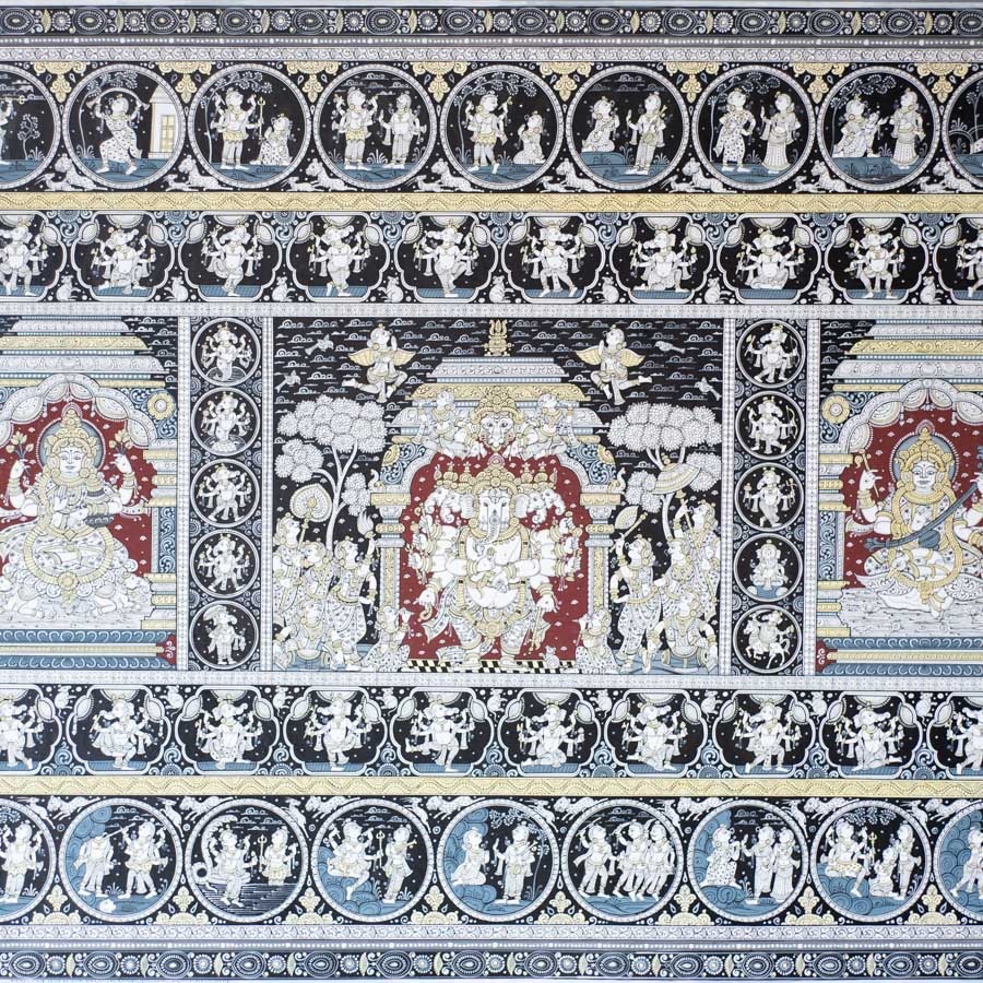 shop Traditional patachitra painting - Laxmi Ganesh & Saraswati