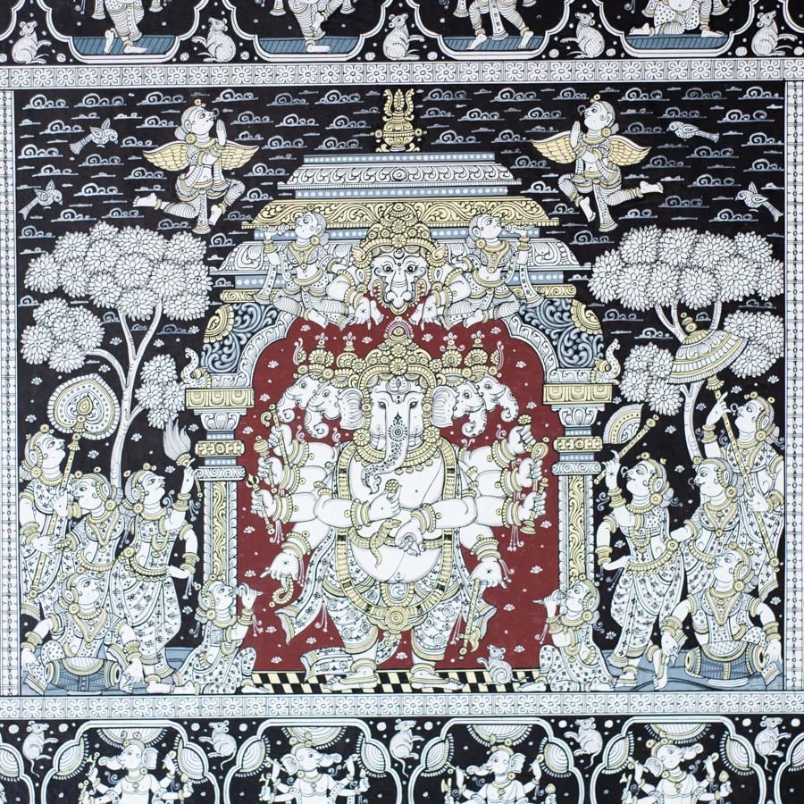 shop Traditional patachitra painting - Laxmi Ganesh & Saraswati