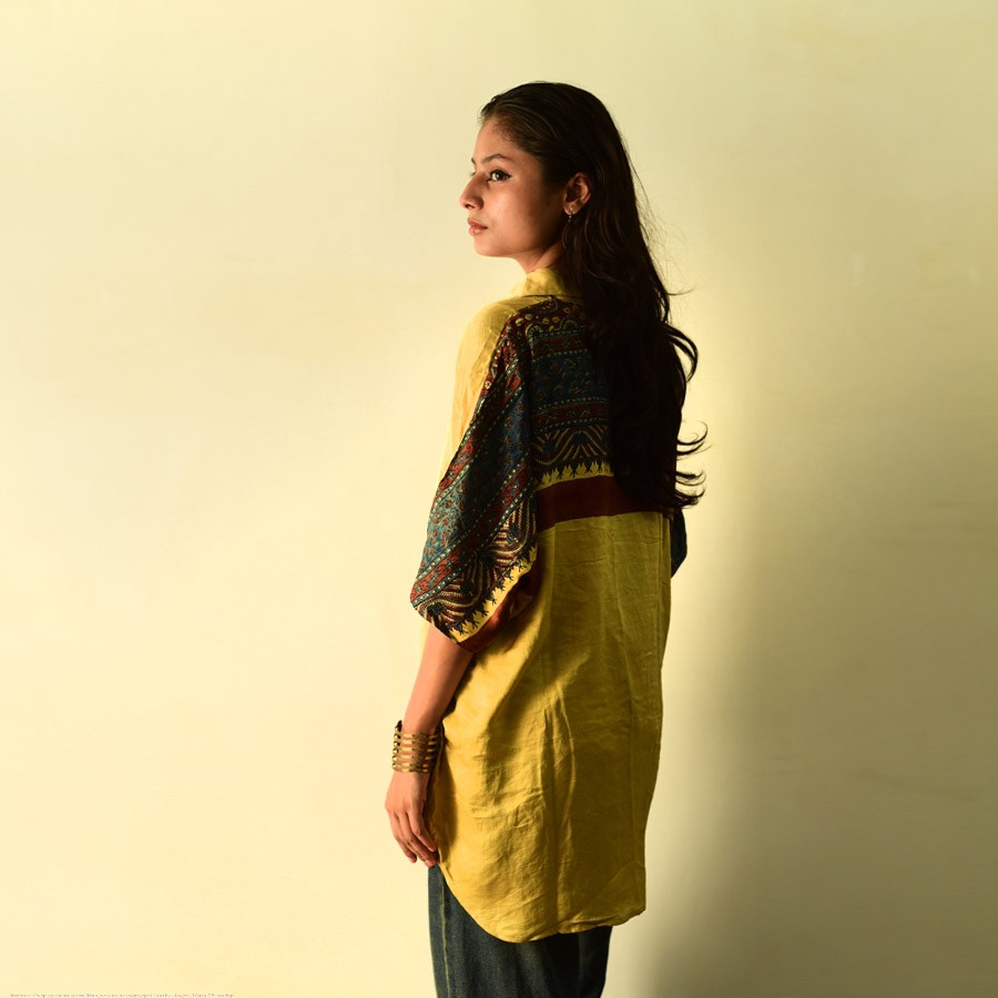 buy  Block Printed - Modal Silk Unisex Shirt
