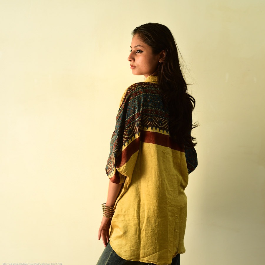buy  Block Printed - Modal Silk Unisex Shirt