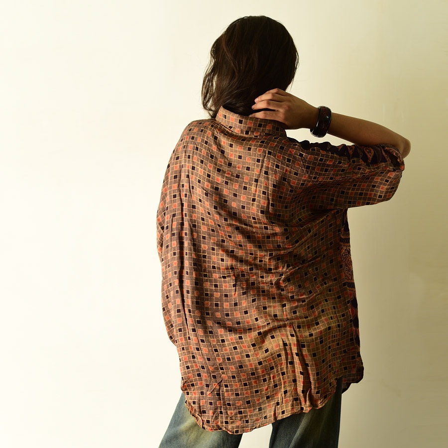 Shop Designer Silk Shirt with Ajrakh Print