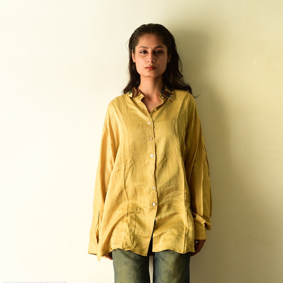 buy Ajrakh Over Size Modal Silk Shirt