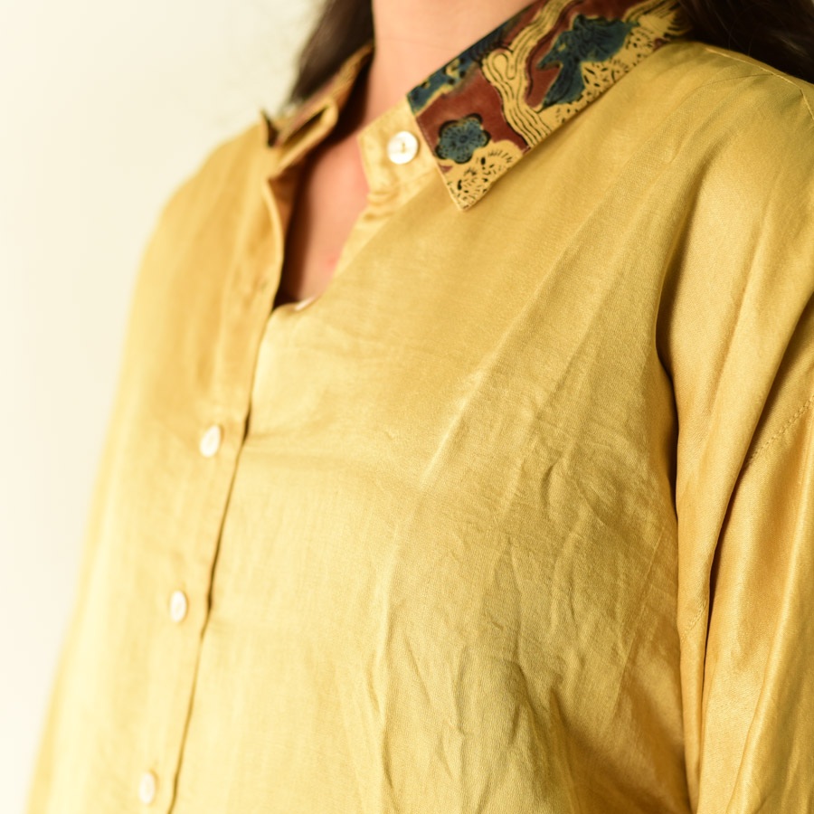 buy Ajrakh Over Size Modal Silk Shirt