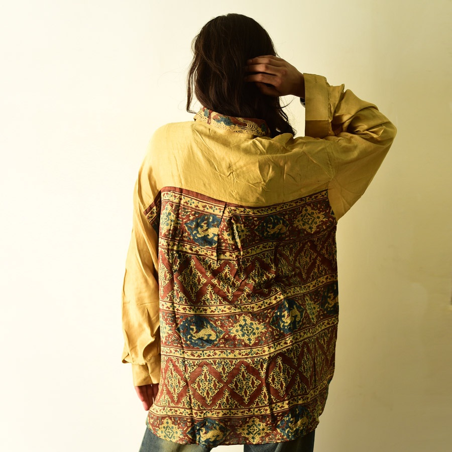 buy Ajrakh Over Size Modal Silk Shirt