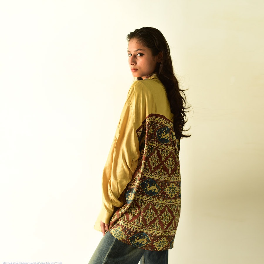 buy Ajrakh Over Size Modal Silk Shirt