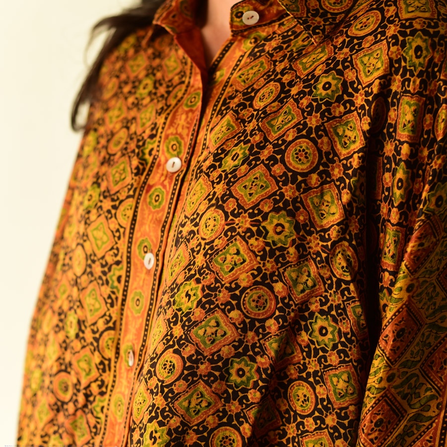  Unique Design Ajrakh Silk Shirt | Natural Dye