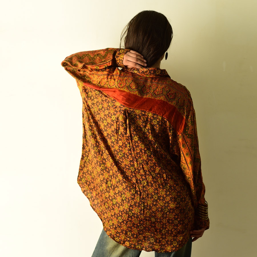  Unique Design Ajrakh Silk Shirt | Natural Dye