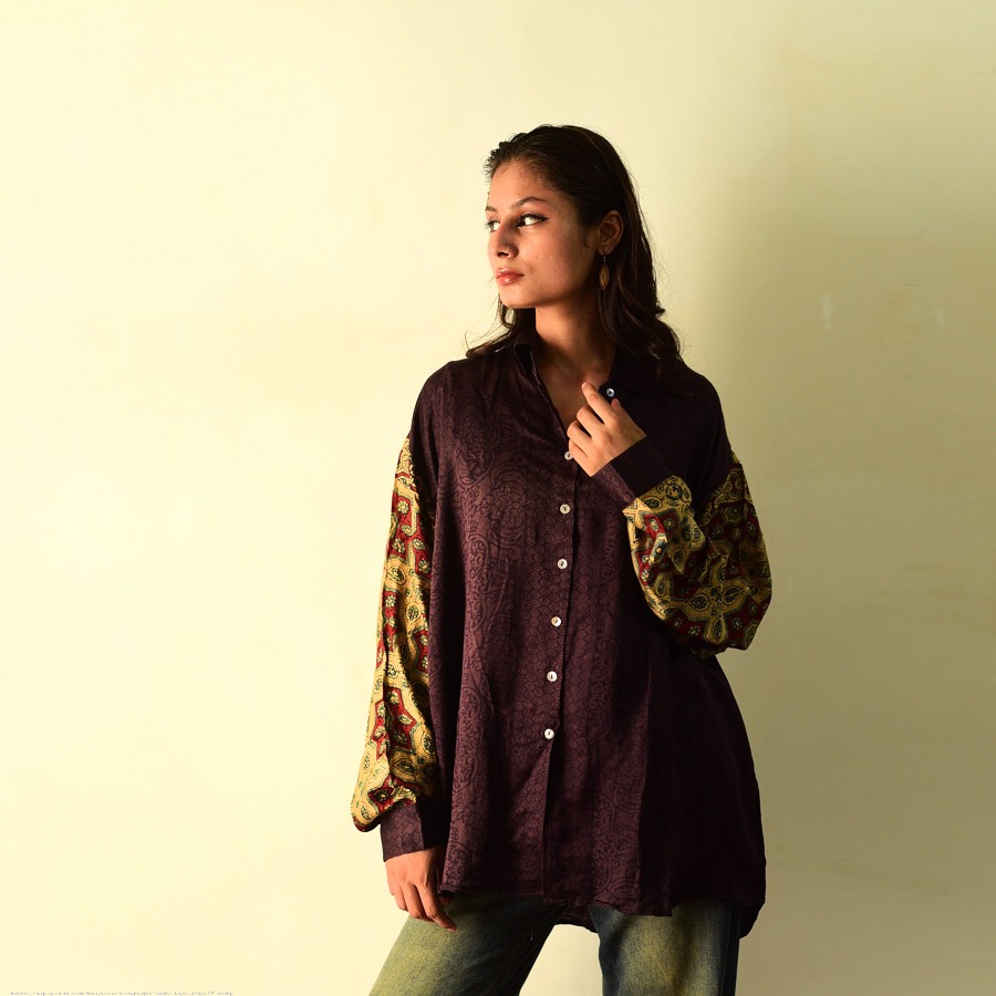 buy Modal Silk Unisex Shirt - Ajrakh Printed