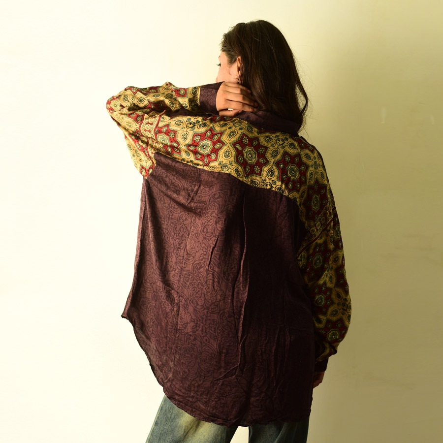 buy Modal Silk Unisex Shirt - Ajrakh Printed