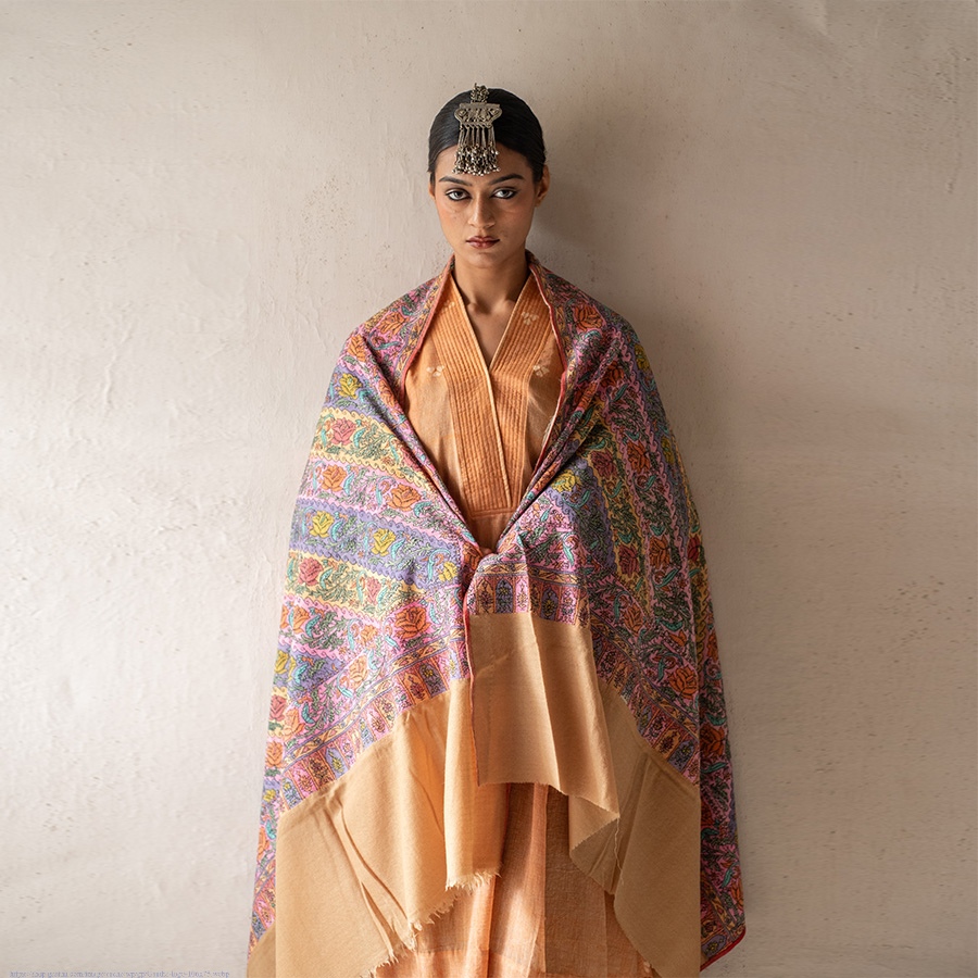 shop Pure Pashmina Kani Embroidered Shawl