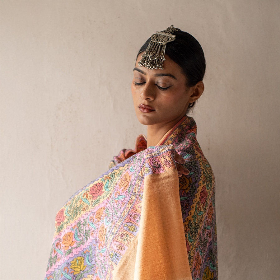 shop Pure Pashmina Kani Embroidered Shawl