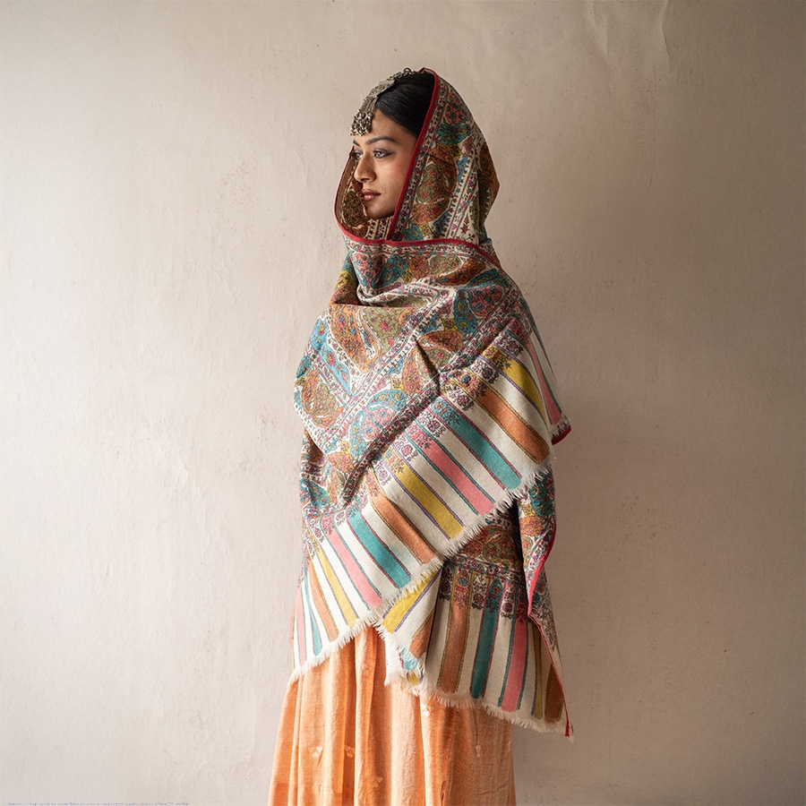 shop Pashmina Kani Shawl With Sozni Embroidery
