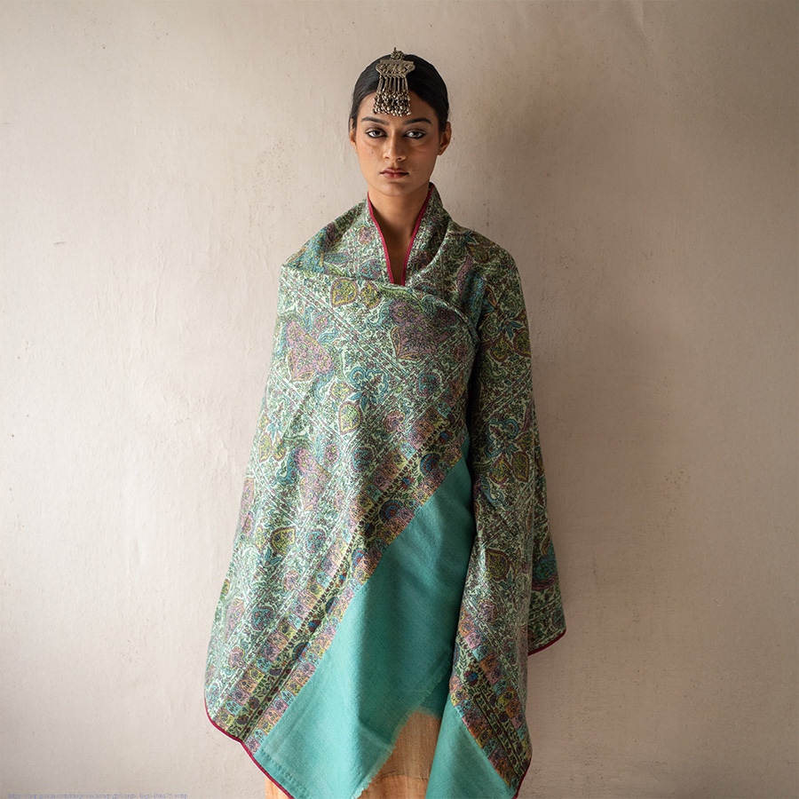 shop Pashmina Kani Woolen Shawl & Sozni Embroidery 