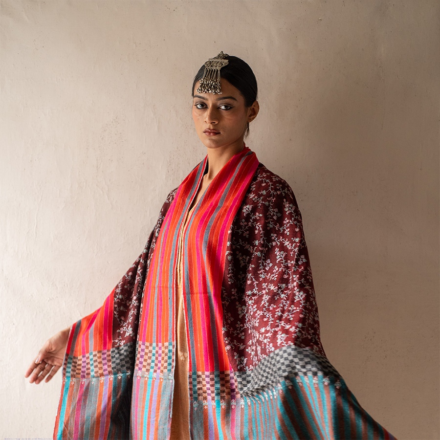 shop Pashmina Sozni Embroidered Woolen Stole