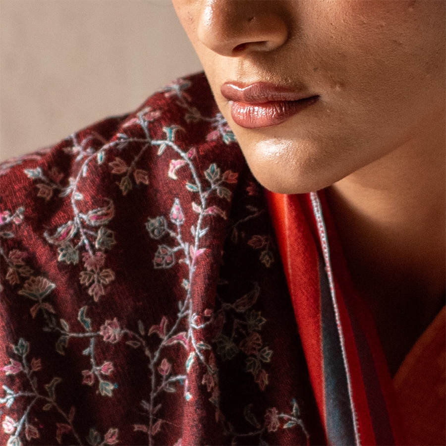 shop Pashmina Sozni Embroidered Woolen Stole