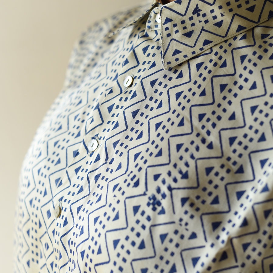 buy Unisex Shirt Natural Dyed ~ Ajrakh Modal Silk